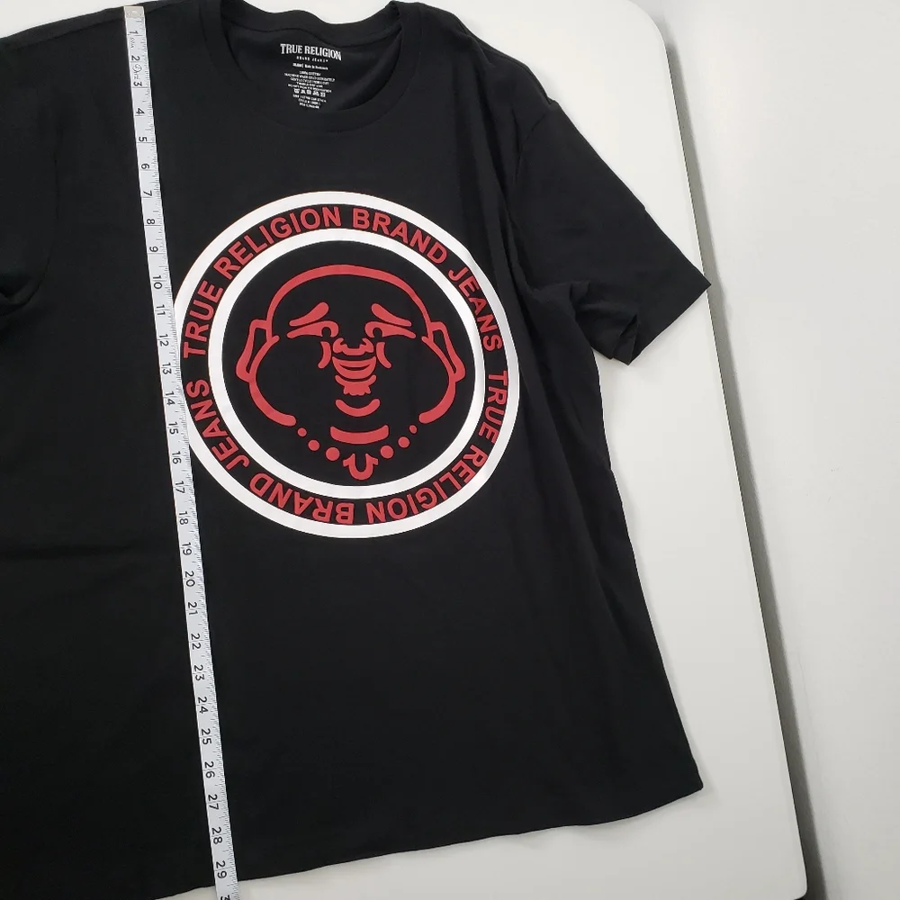 True Religion Mens Buddha Face Crew T-Shirt Size XXL Jet Black